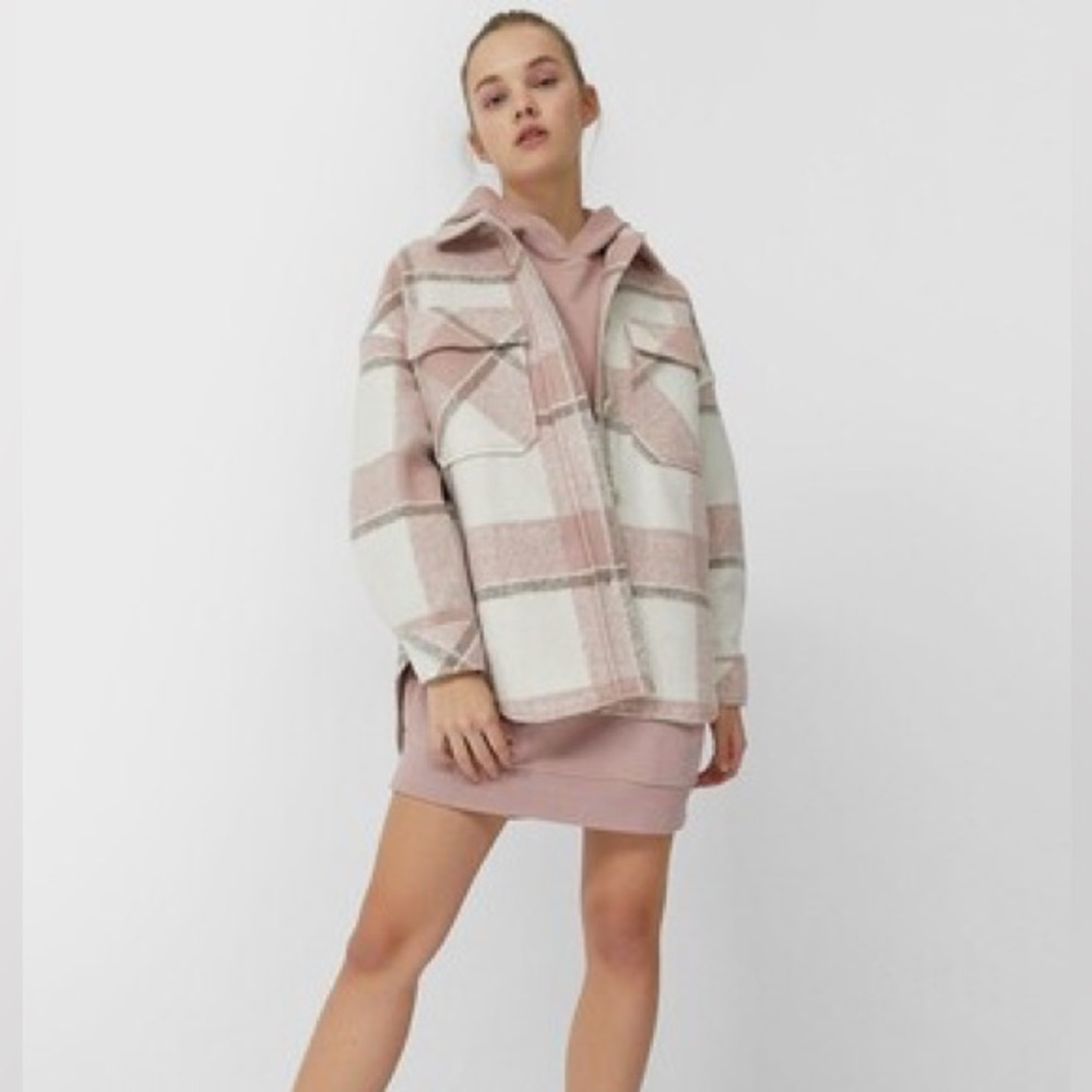 Stradivarius shacket in pink check